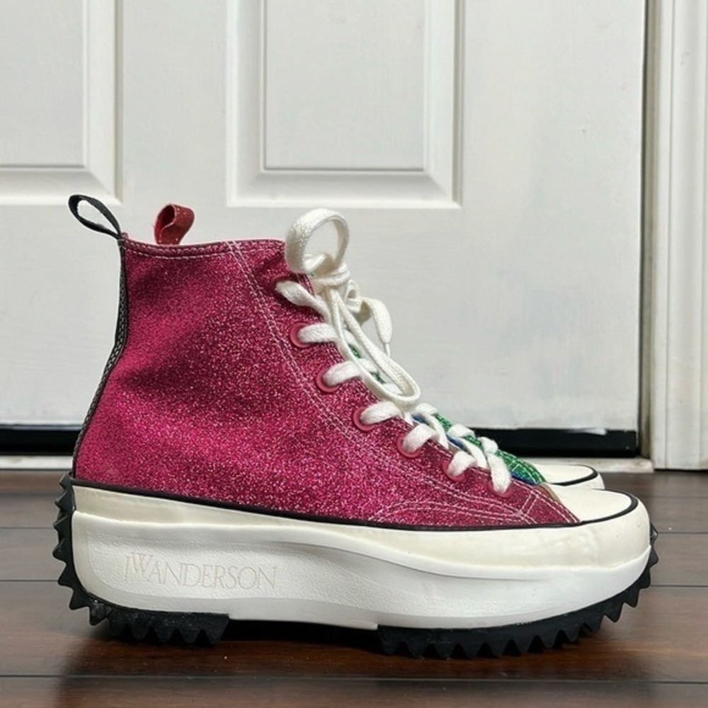 RARE Converse Run Star Hike Hi JW Anderson Glitter Platform Sneakers W7 M5.5